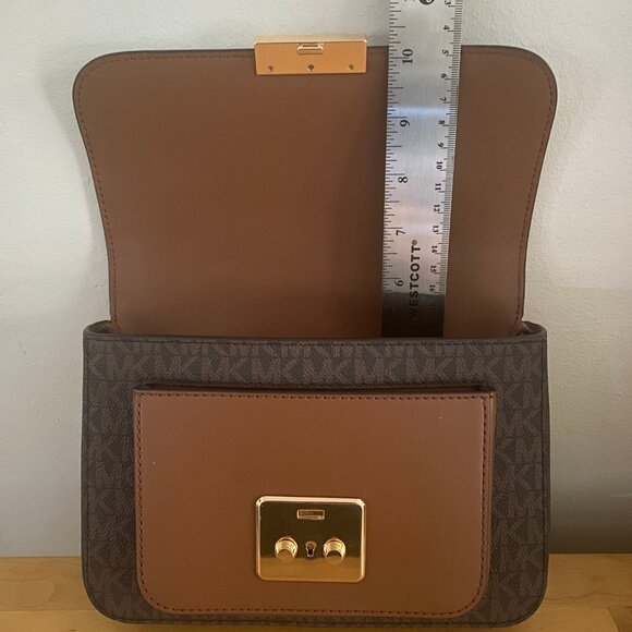 Michael Kors Crossbody Purse Sloan Editor MD Flap Messenger Black - Picture 3 of 6